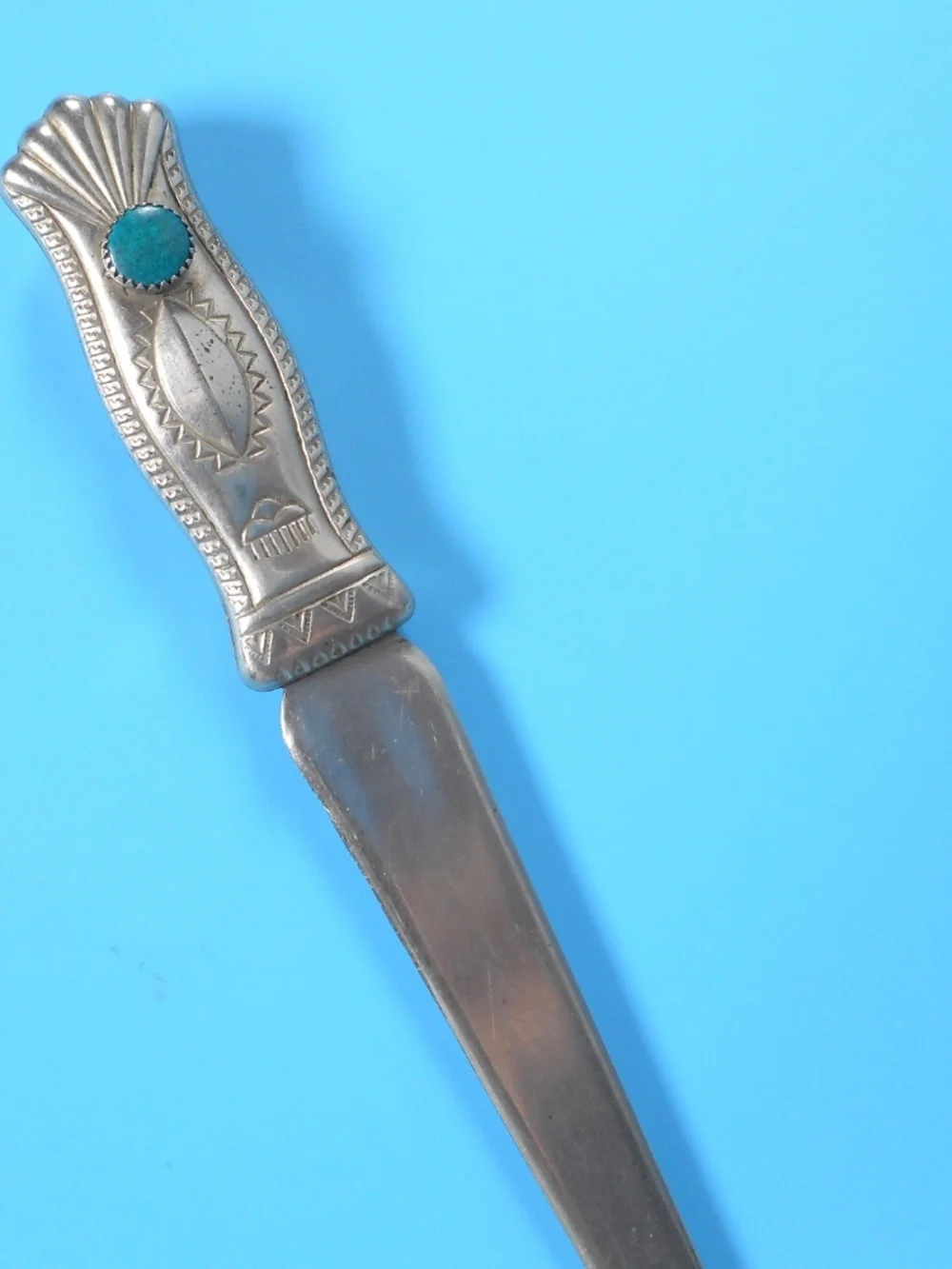 VTG Native American Navajo Letter Opener Sterling Silver Turquoise Stone RARE